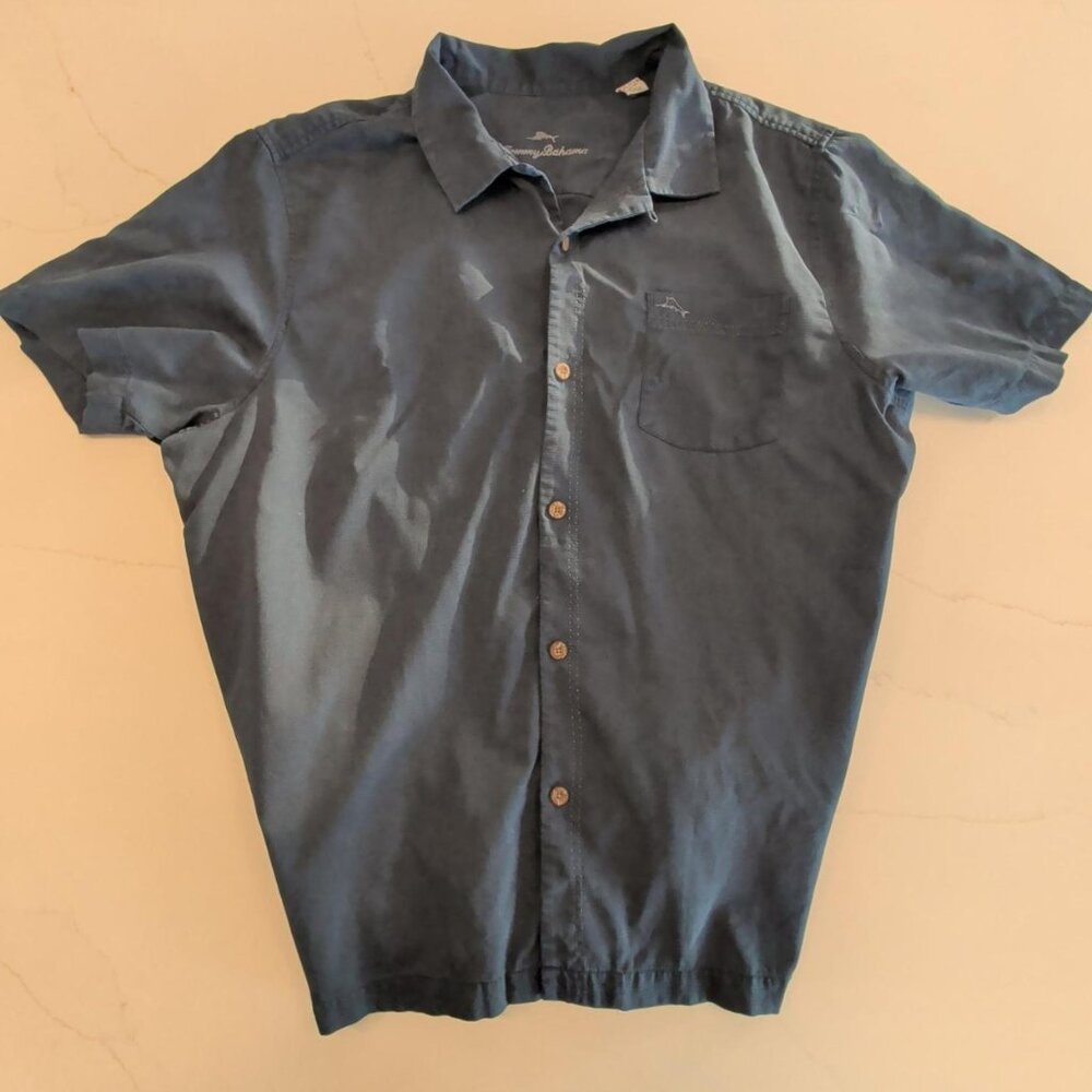 Tommy Bahama Silk Blend Sz XXL Button-Up Shirt Men's Relaxed Fit Islandzone blue